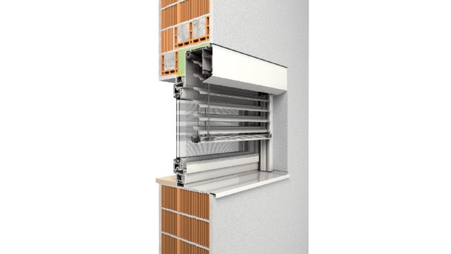 Aluminium-Raffstorensystem PENTO.XP-RS mit integriertem Insektenschutz, Bild: ROMA